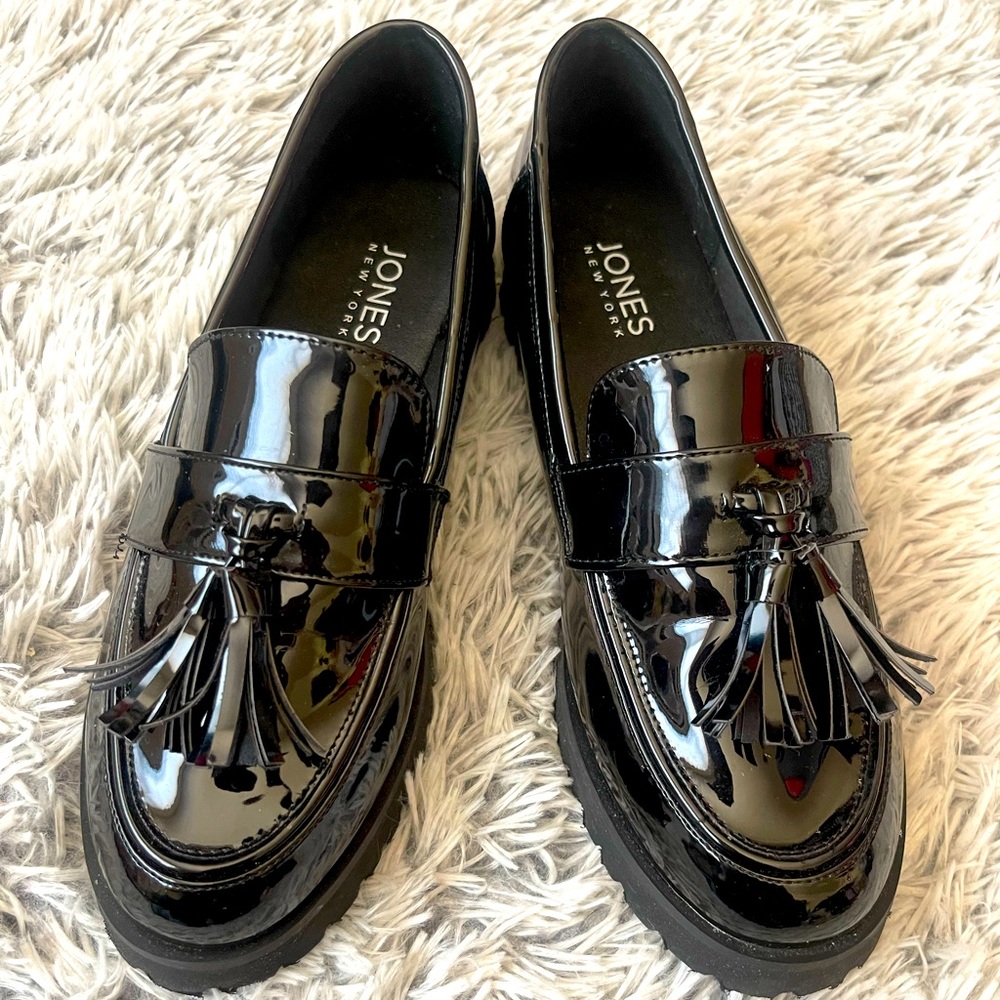 Jones New York Black Patent Priscilla Loafers, Size 9